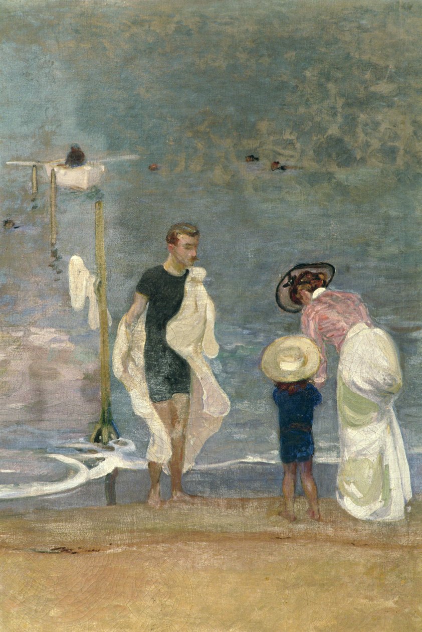 على الشاطئ (زيت على قماش) (تفصيل) (انظر أيضًا 164322) بواسطة راؤول دوجاردييه