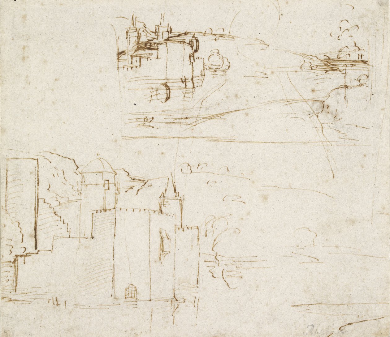 مستطيل: رسمان منفصلان للمناظر الطبيعية ، WA1846.152b بواسطة رافايللو سانزيو رافائيل