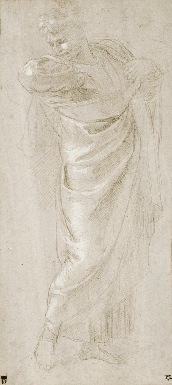 سانت بول يلبس ثيابه ، 1515-1516 (لون جسم معدني أبيض على ورق) بواسطة رافايللو سانزيو رافائيل