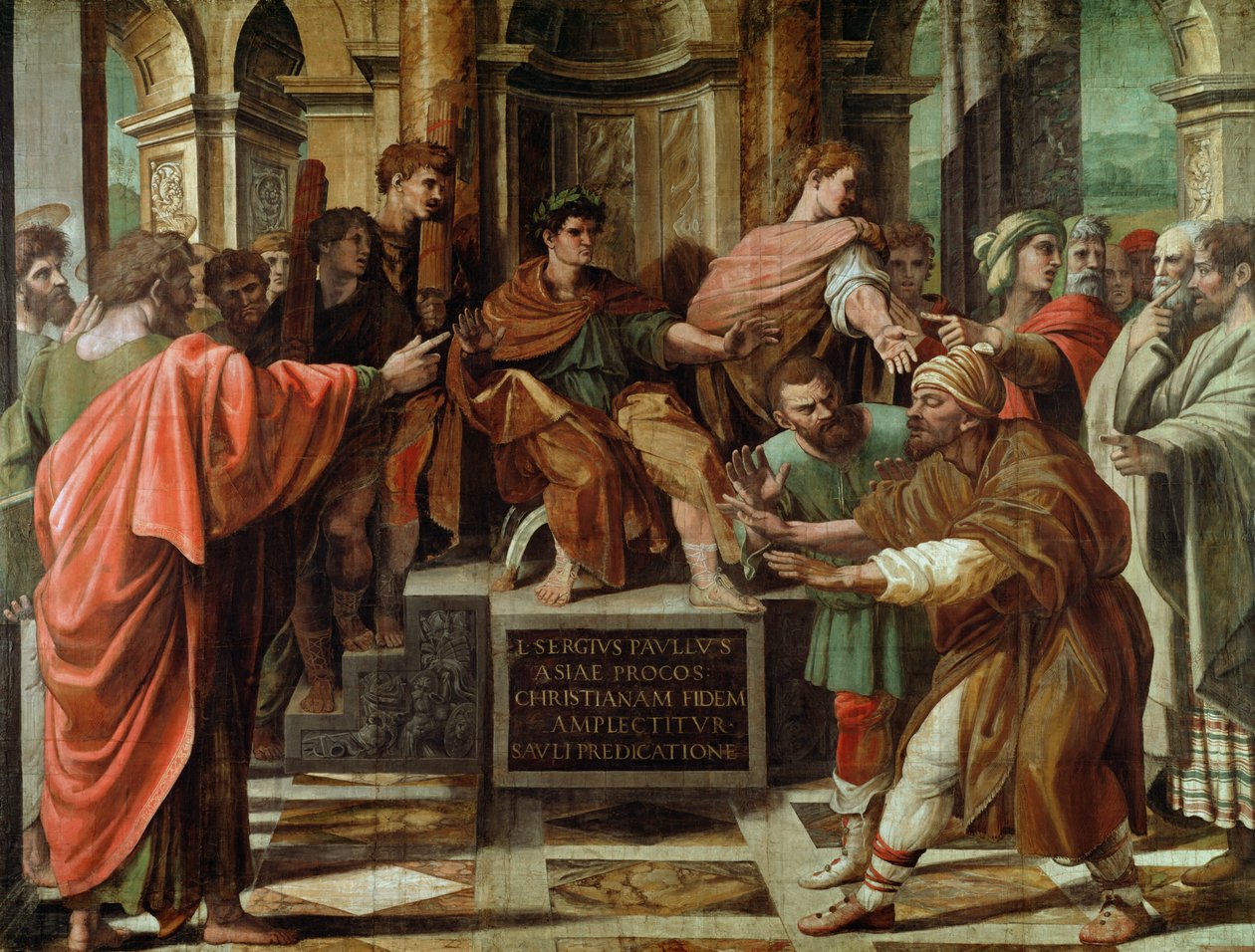 The Blinding of Elymas (الرسوم المتحركة لمصلى سيستين) (قبل الترميم) بواسطة رافايللو سانزيو رافائيل