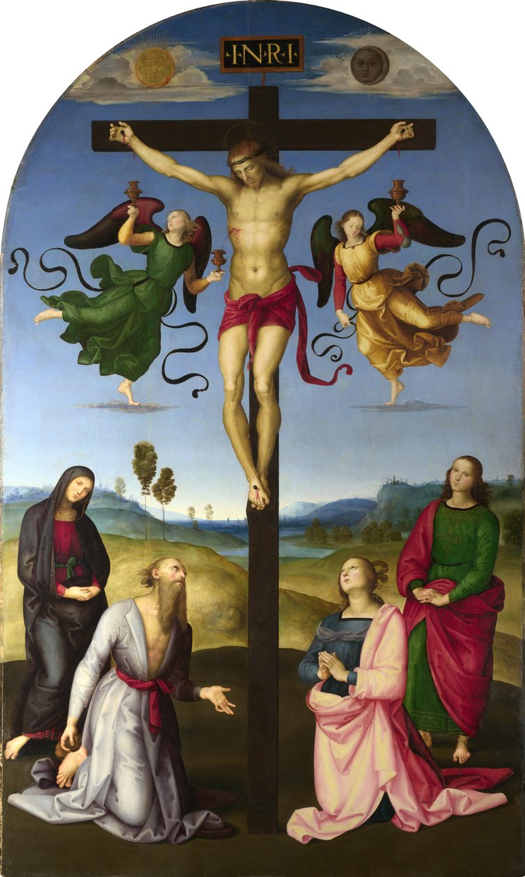 المسيح المصلوب مع مريم العذراء ، القديسين والملائكة (The Mond Crucifixion) بواسطة رافايللو سانزيو رافائيل