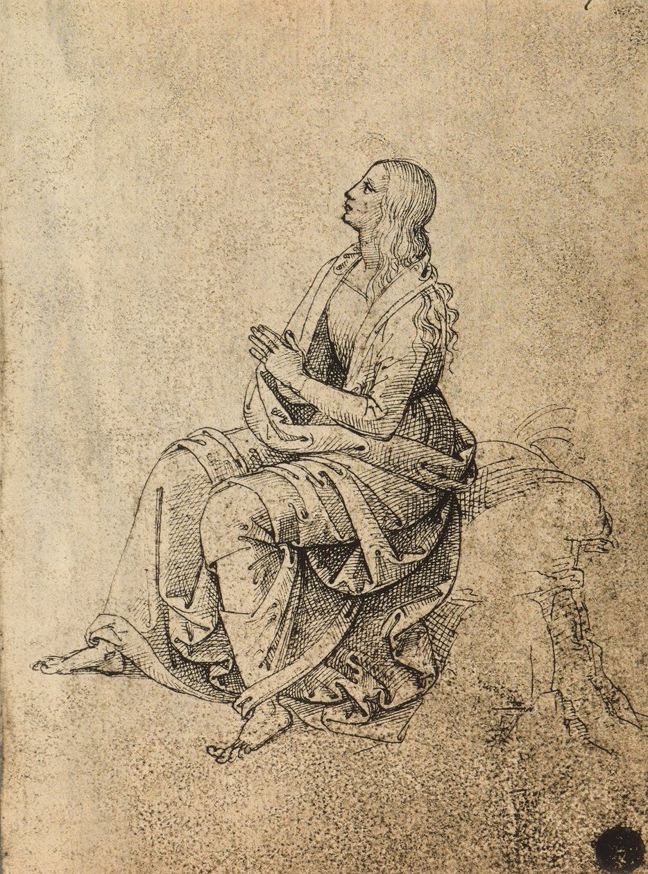 شخصية الأنثى تصلي. رسم رافائيل. غاليري ديل أكاديميسيا ، البندقية بواسطة رافايللو سانزيو رافائيل