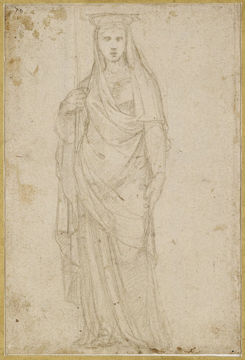 Recto: A Caryatid ، WA1965.47.5 (silverpoint على إعداد بلون شاحب شاحب على ورق كريمي) بواسطة رافايللو سانزيو رافائيل