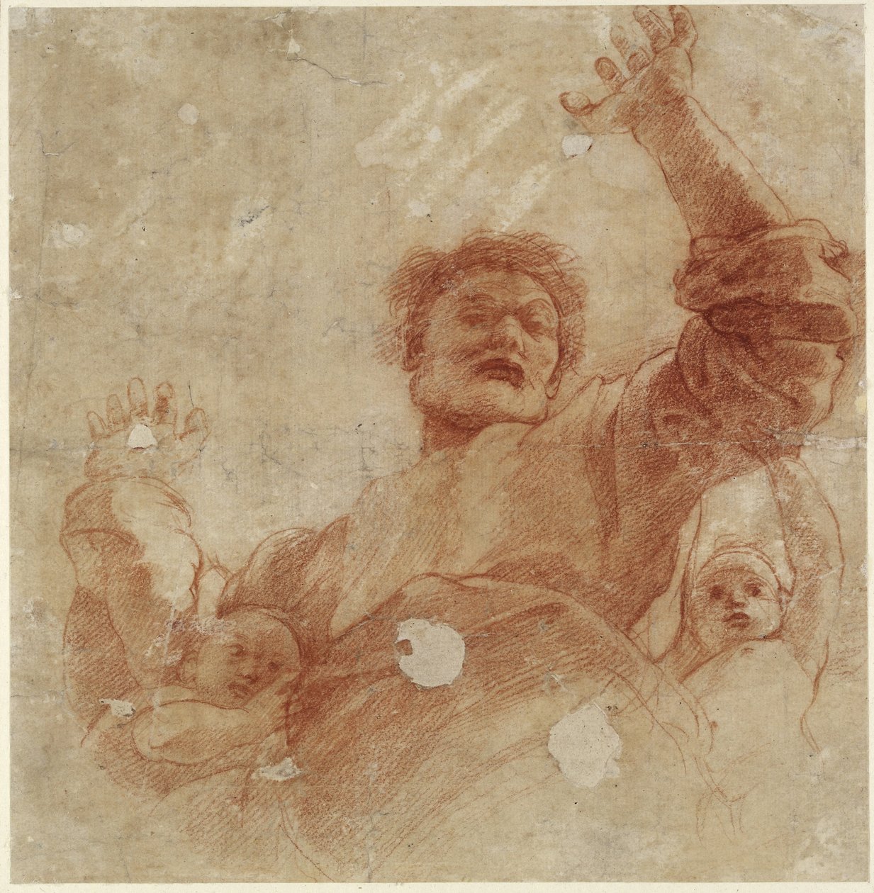 Recto: دراسة لصورة الله سبحانه وتعالى ، WA1846.207 (الطباشير الأحمر فوق القلم الأعمى) بواسطة رافايللو سانزيو رافائيل