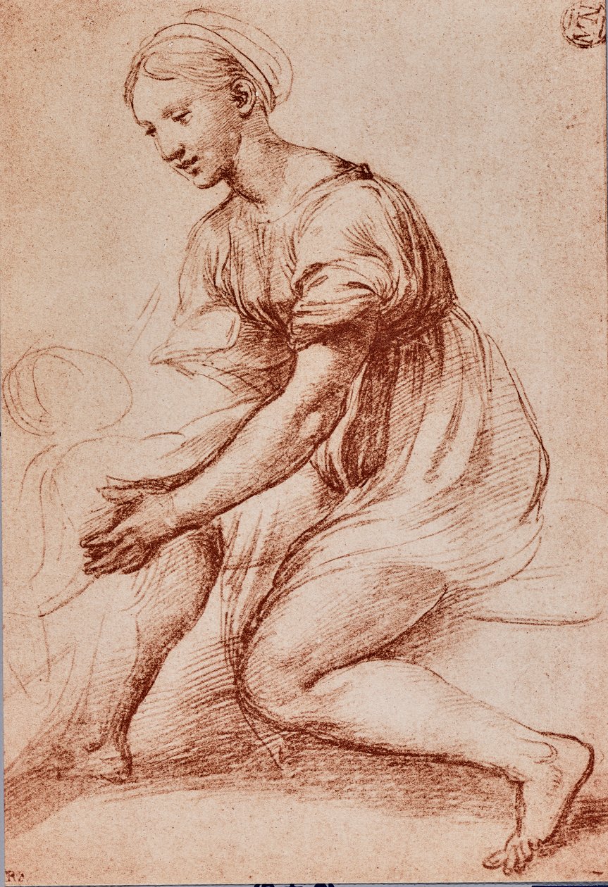 دراسة للعائلة المقدسة فرانسيس الأول ، c.1500-20 (الطباشير على الورق) بواسطة رافايللو سانزيو رافائيل