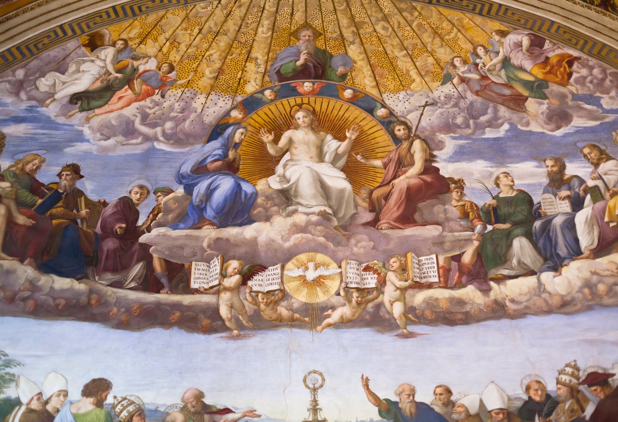 مناظرة حول القربان المقدس – لوحة جدارية لرافائيل بواسطة رافائيل (1483-1520)