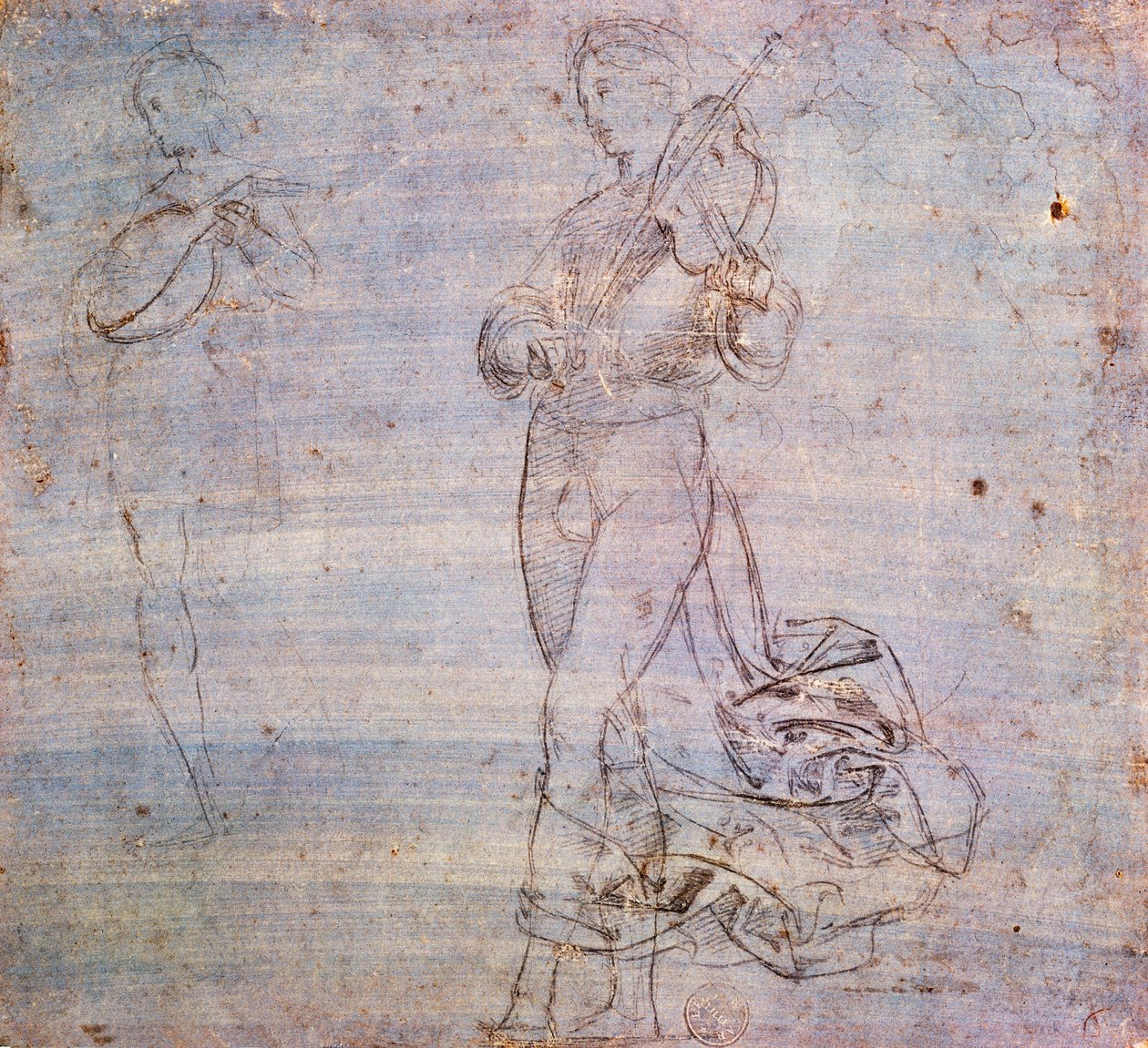 Study for figure with musical instrument بواسطة رافائيل