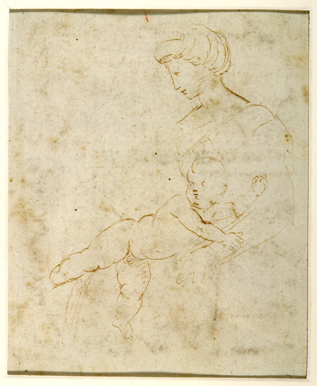 Madonna and Child, after Michelangelo (pen & ink on paper) بواسطة رافائيل