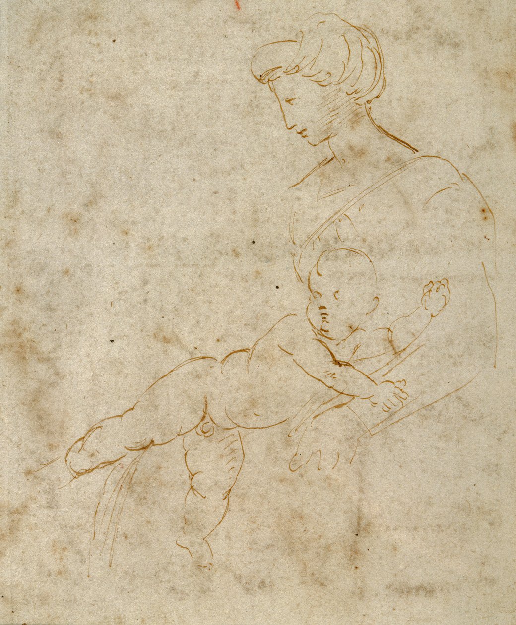Madonna and Child, c.1505 (pen & brown ink on paper) بواسطة رافائيل