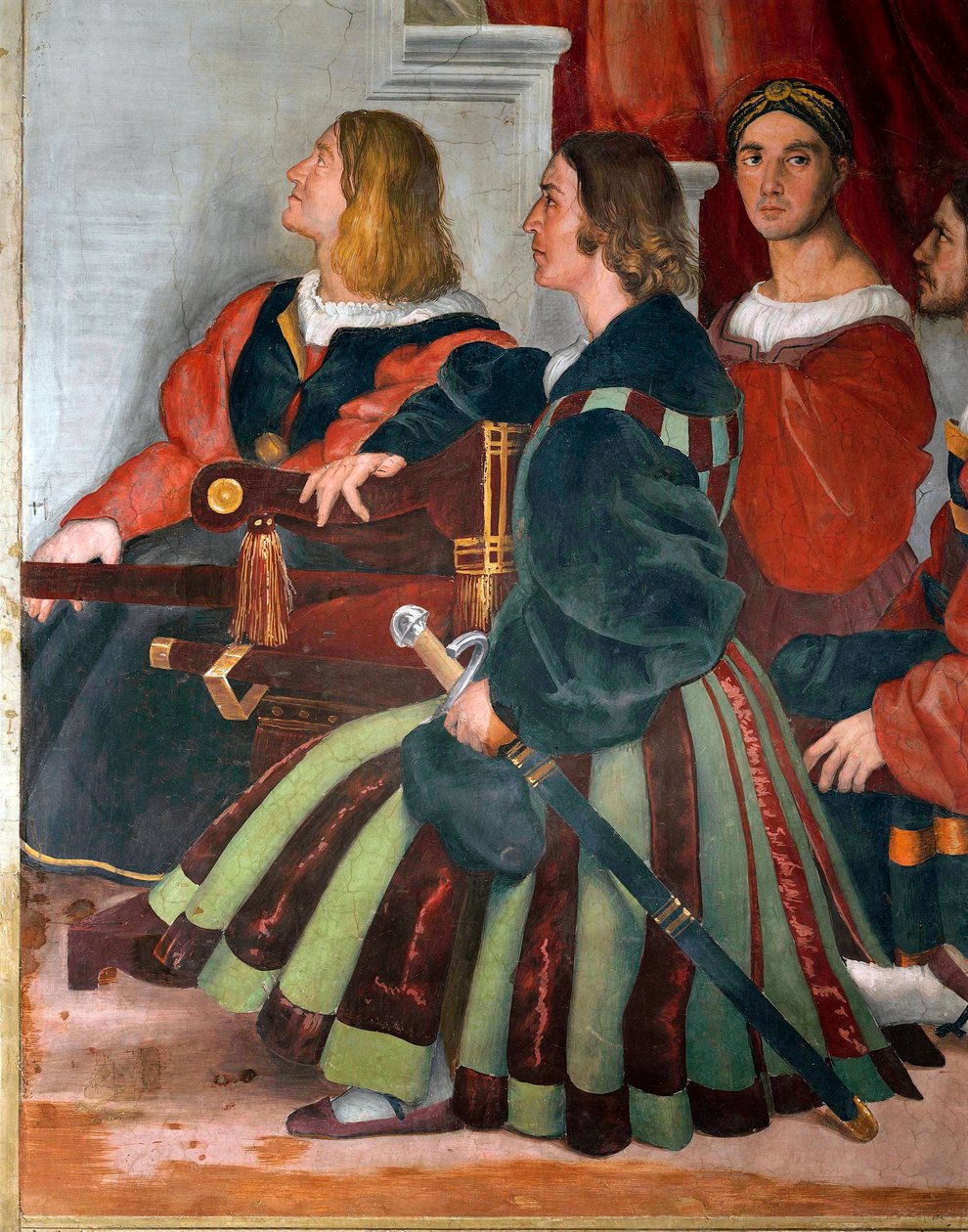Papal bearers, detail of The Mass at Bolsena, Room of Heliodorus بواسطة رافائيل