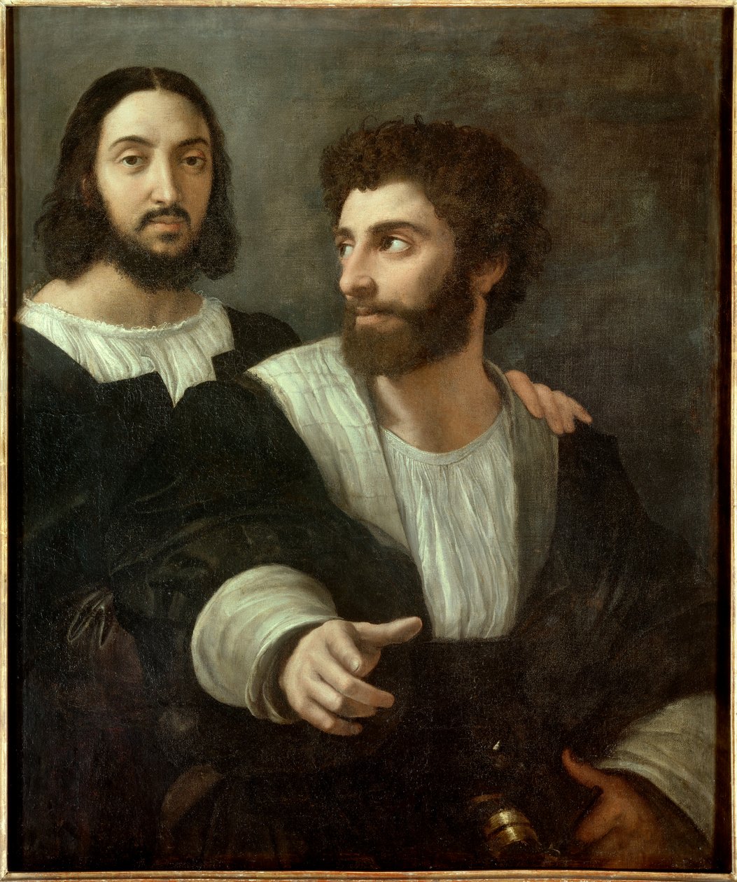 صورة للفنان مع صديق. رافايللو سانزيو ديت رافائيل (1483-1520) بواسطة رافائيل