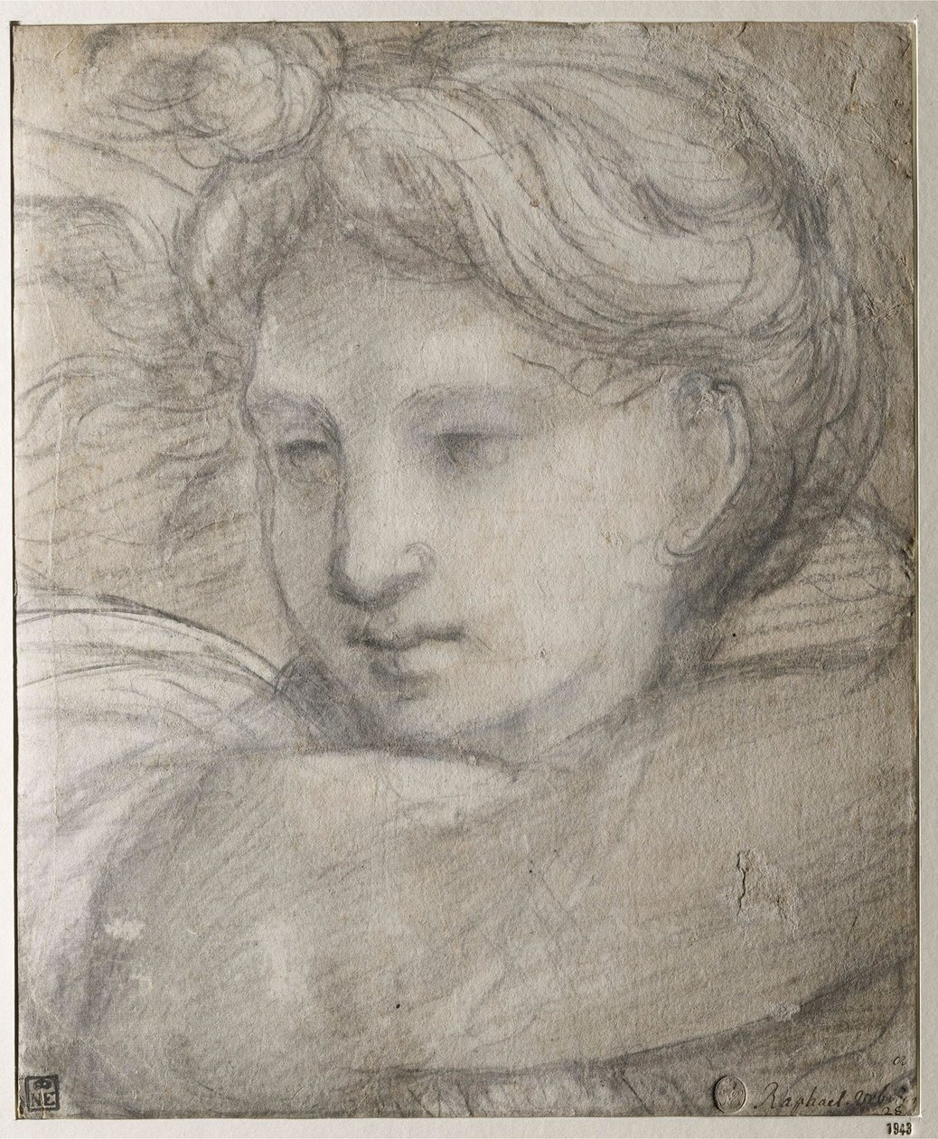 Raffaello Sanzio - رئيس الملاك par رافائيل (1483-1520) ، ج. 1520 - طباشير أبيض وأسود على ورق ، 30،8x25،4 - متحف Szepmuveszeti ، بودابست بواسطة رافائيل