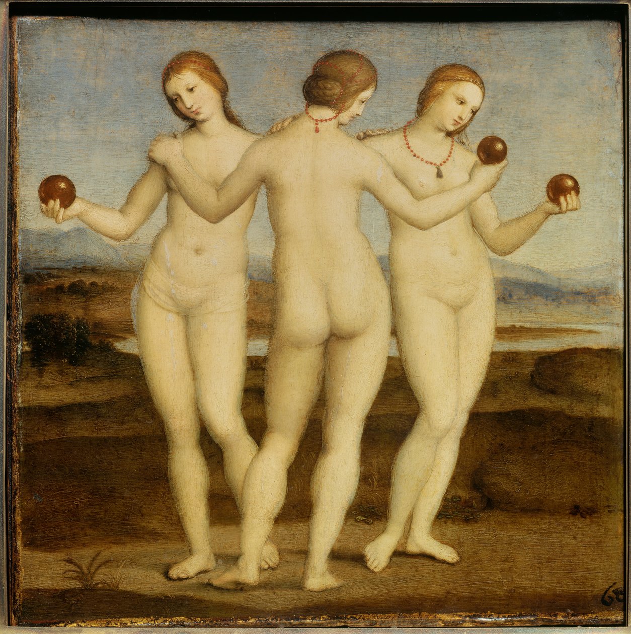 لوحة النعم الثلاثة لرافائيل سانزيو ديت رافائيل (1483-1520). 1504-1505. شانتيلي. متحف كوندي. بواسطة رافائيل