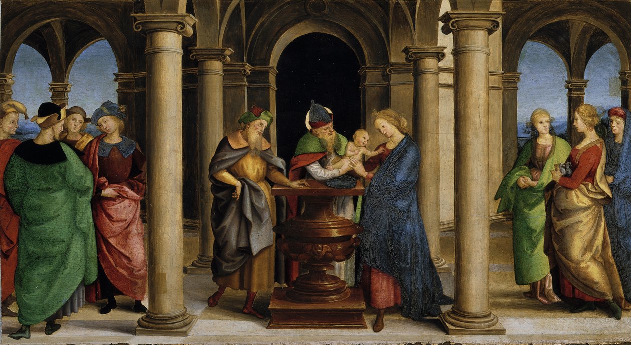 عرض تقديمي في لوحة Temple Predella في Oddi Altarpiece ، 1503. بواسطة رافائيل