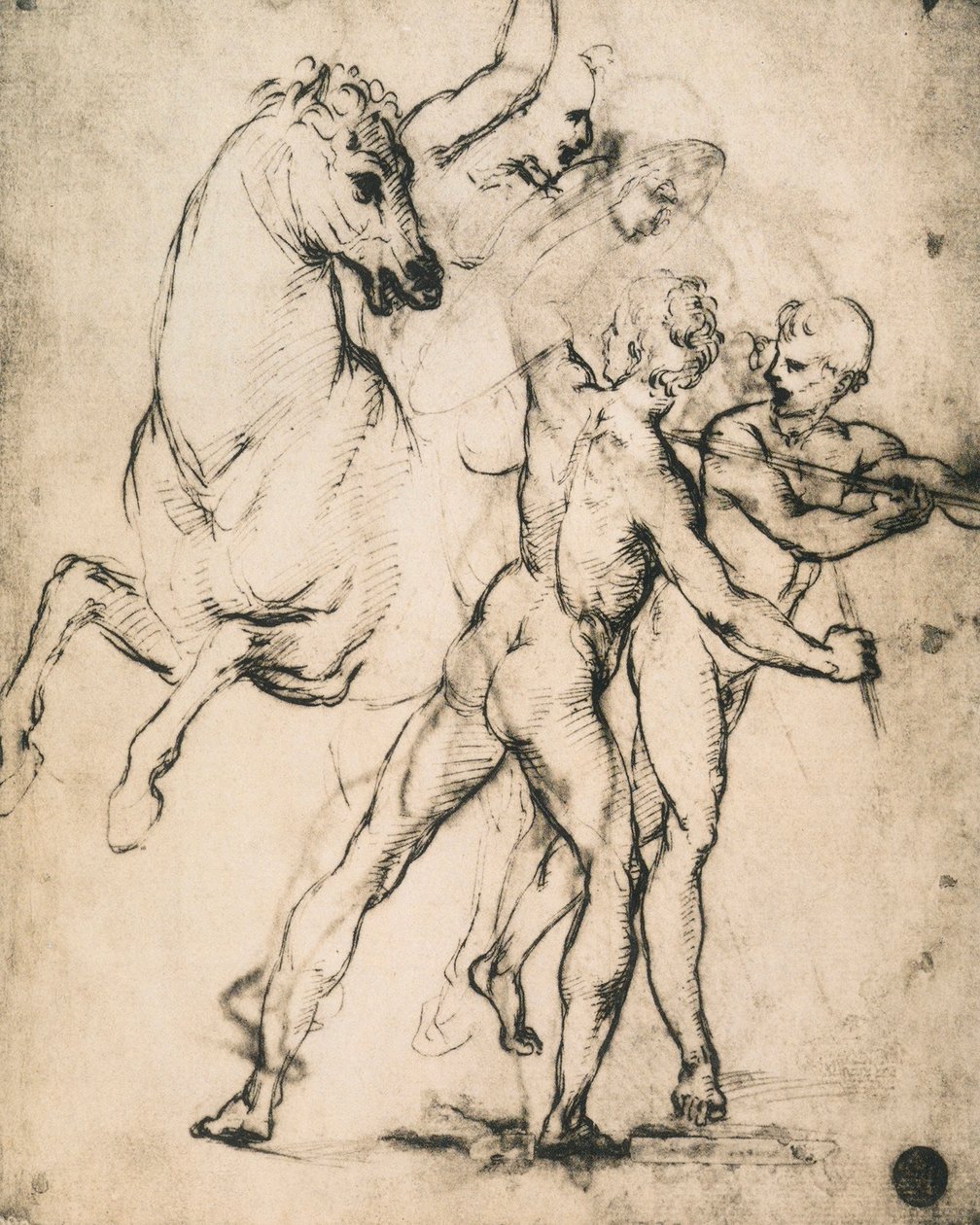الذكور العارية مع الحصان. رسم رافائيل. غاليري ديل أكاديميسيا ، البندقية بواسطة رافايللو سانزيو رافائيل