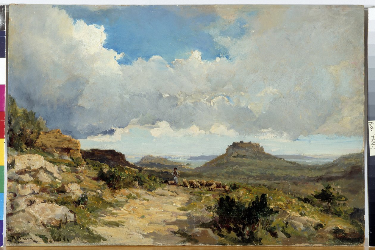 Berger a Miramas le Vieux ، Etang de Berre in the Bouches of the Rhone Painting بقلم رافائيل لوك بونسون (1835-1904) إشارة إلزامية: مؤسسة المجموعة بخصوص دي بروفانس ، مرسيليا بواسطة رافائيل لوك بونسون
