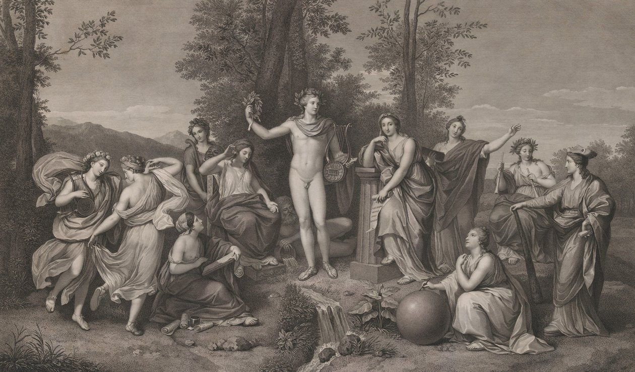 أبولو ويفكر على بارناسوس ، 1784. ، 1784. بواسطة رفائيل مورغن