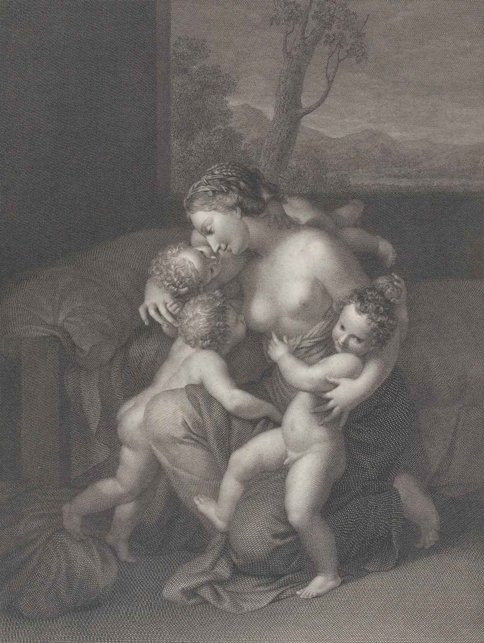 صدقة مع ثلاثة أطفال صغار ، 1795. بواسطة رفائيل مورغن