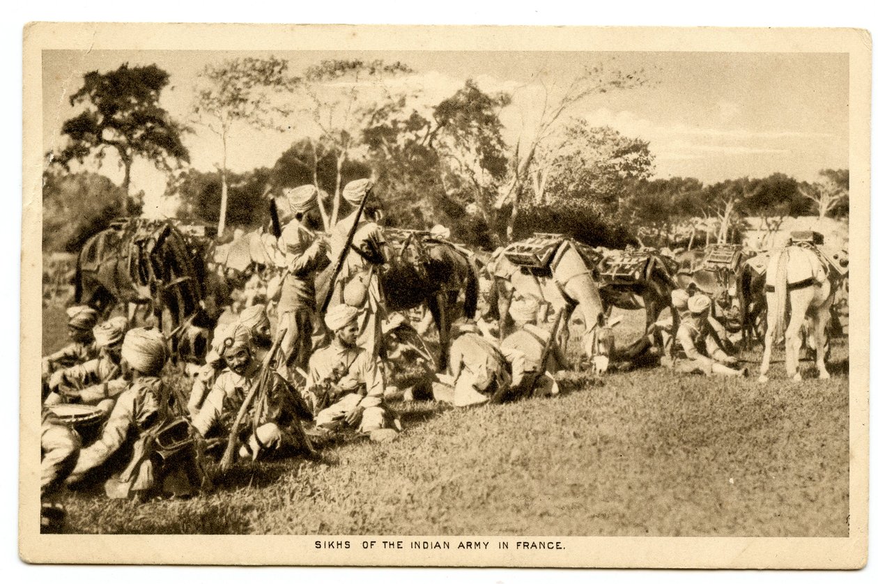 سيخ الجيش الهندي في فرنسا ، 1914-1915 (صورة بني داكن) بواسطة رافائيل تاك وأولاده