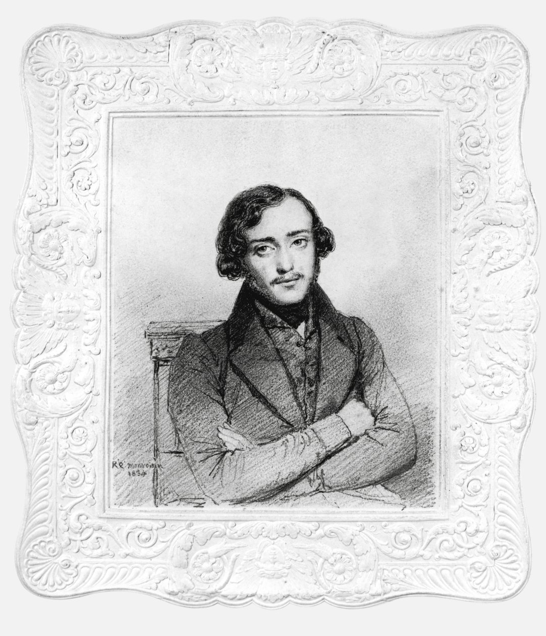 صورة يوجين إيمانويل فيوليت لو دوك (1814-79) سن 20 ، 1834 (فحم وقلم رصاص على ورق) بواسطة ريمون كوينساك مونفويزين