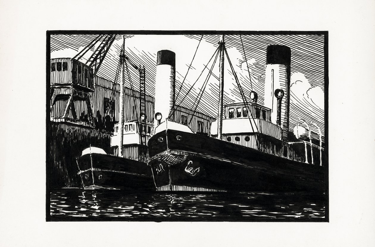 سفن ترسو في ميناء بوردو (لينوكوت) بواسطة 