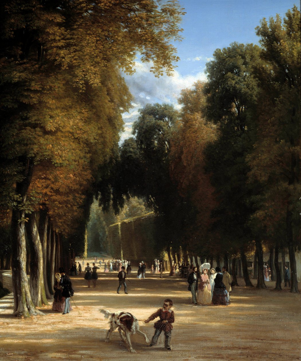 المشي إلى Parc de Saint Cloud (التفاصيل). لوحة لريموند إسبرات (1809-1856) بواسطة ريمون إسبرات