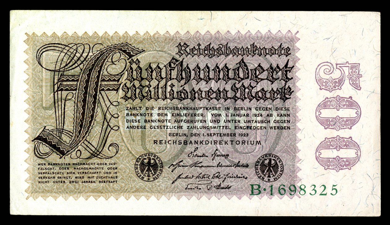 Papiermark لجمهورية فايمار ، عصر التضخم المفرط بعد الحرب العالمية الأولى (1921-1924) بواسطة Reichsbank مديرية برلين