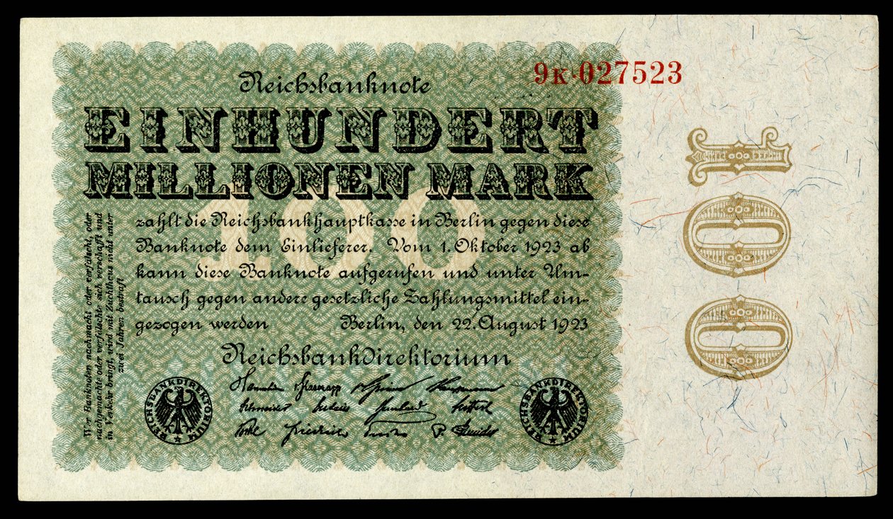 Papiermark لجمهورية فايمار ، عصر التضخم المفرط بعد الحرب العالمية الأولى بواسطة Reichsbank مديرية برلين