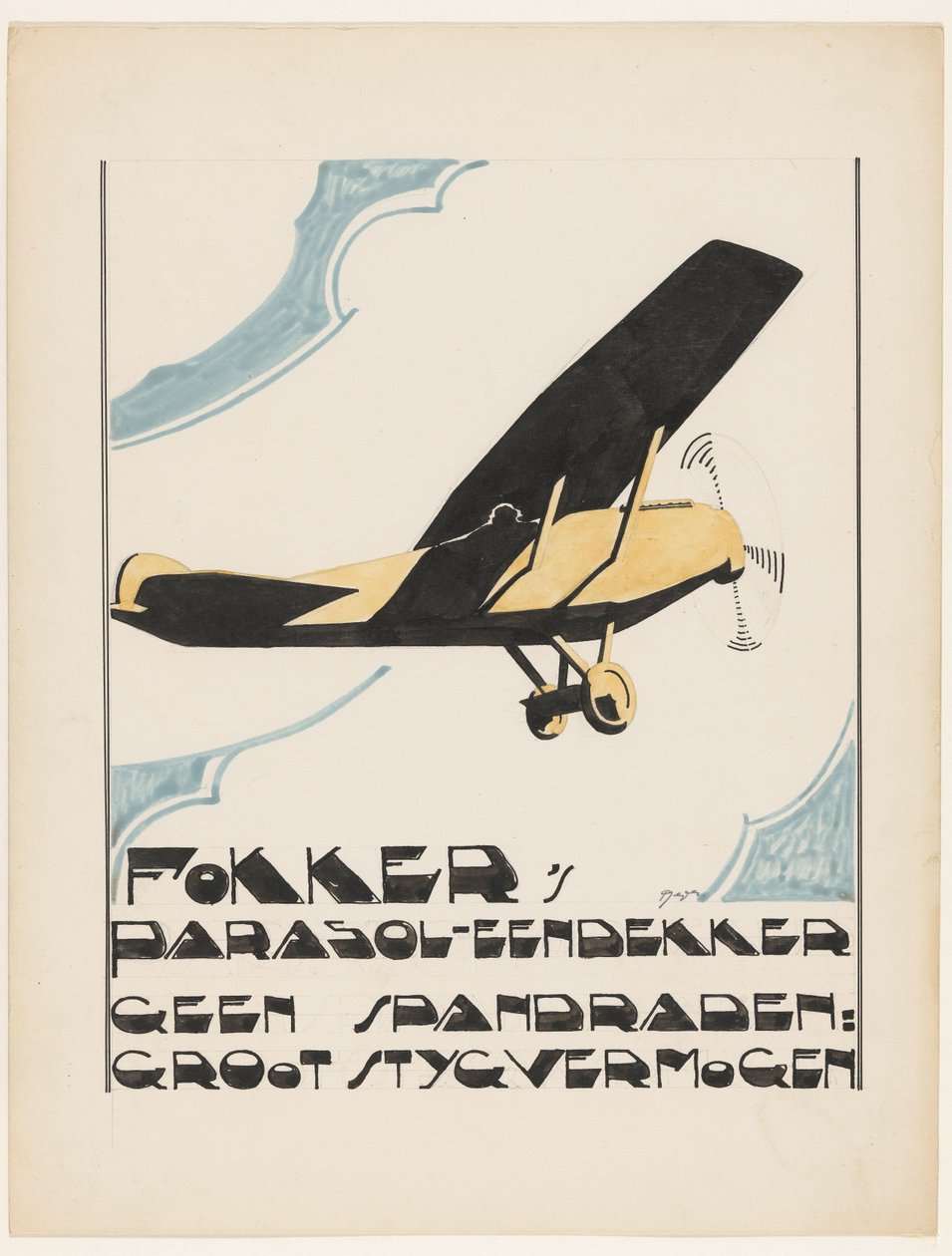 مظلة أحادية السطح من Fokker. لا أسلاك شد: قدرة كبيرة على التصميم (العنوان الأصلي على الكائن) بواسطة رايجر ستولك (توقيع الفنان)