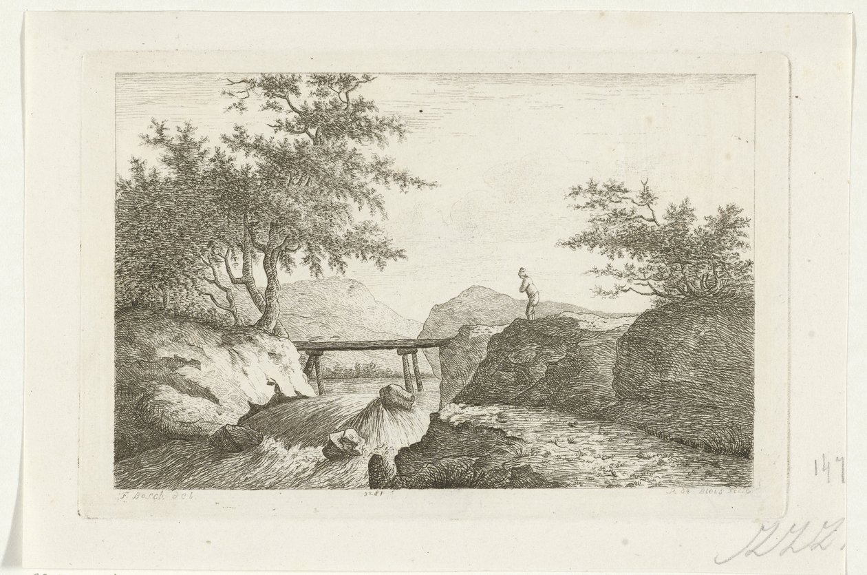 جسر على شلال بواسطة Reinierus Albertus Ludovicus baron van Isendoorn à Blois