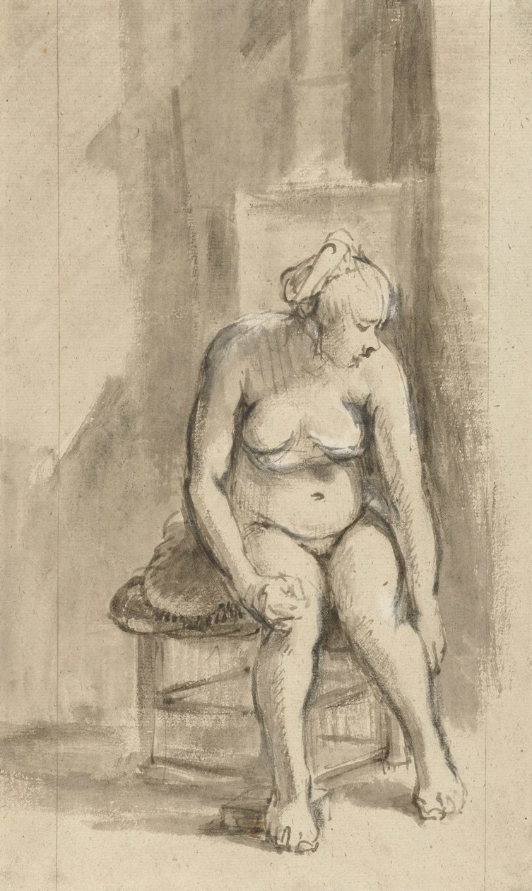 امرأة عارية جالسة بموقد ، c.1660-62 بواسطة رامبرانت فان راين