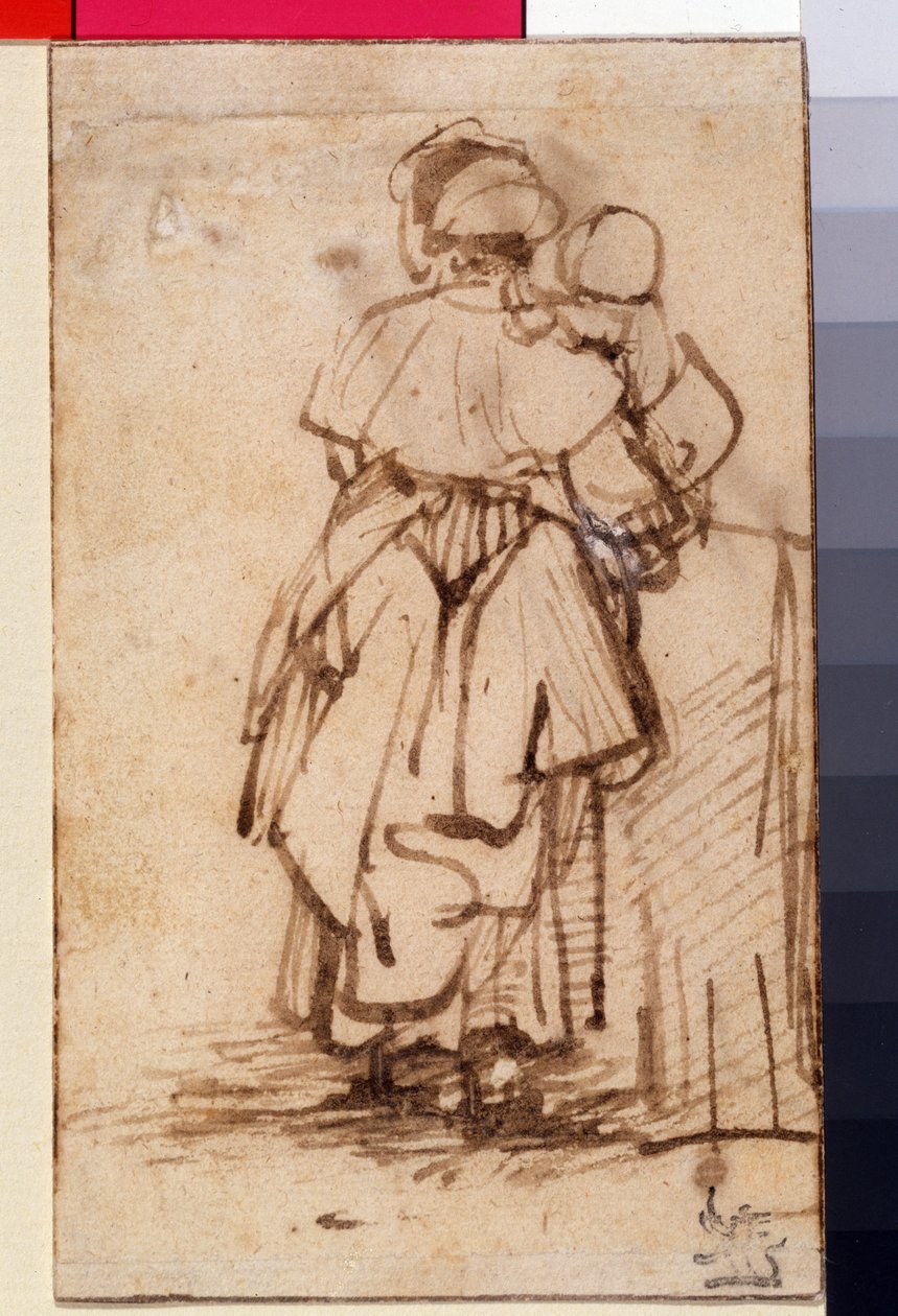 امرأة مع طفل في حضنها ، c.1640 بواسطة رامبرانت فان راين