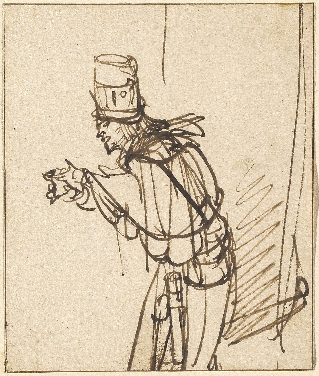 A Quack، c.1637 (قلم وحبر بني على ورق مضغوط) بواسطة رامبرانت فان راين