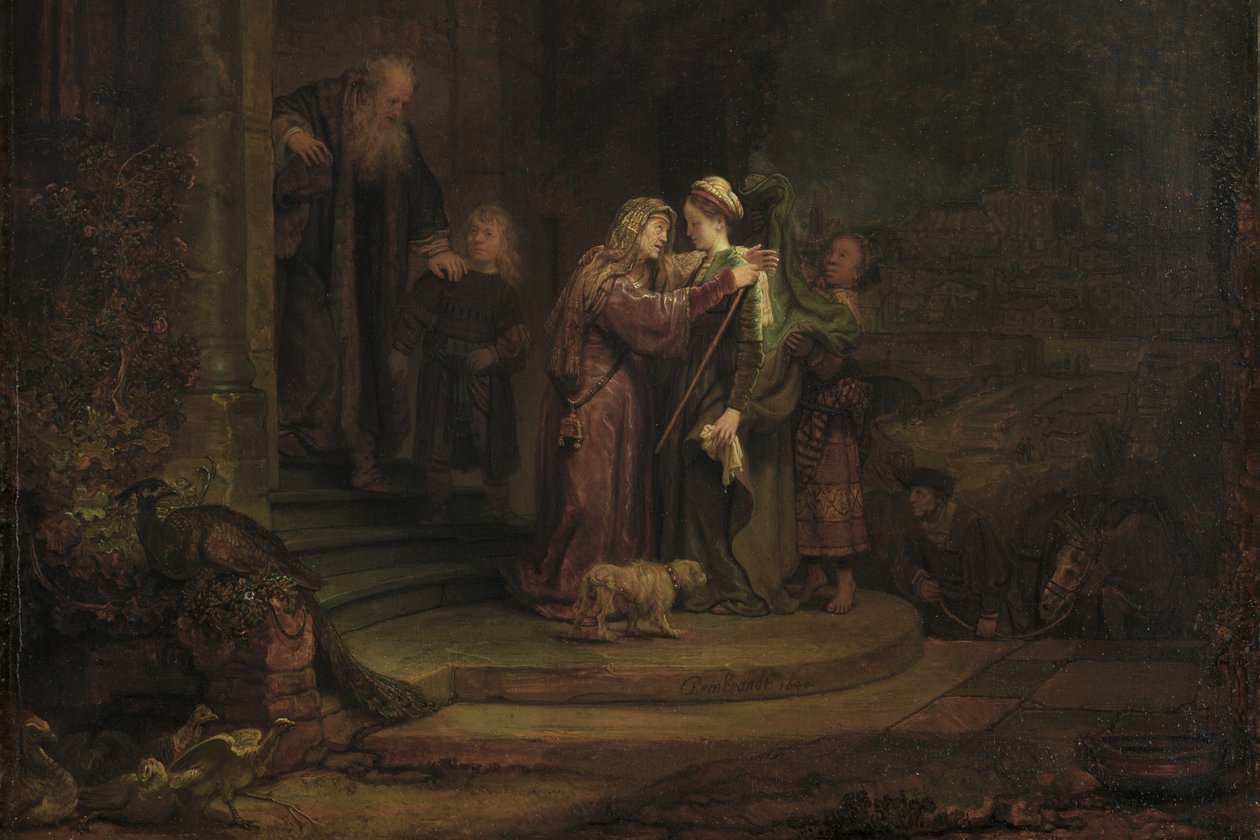 الزيارة ، 1640 (زيت على لوح الأرز) (تفاصيل 909142) بواسطة رامبرانت فان راين