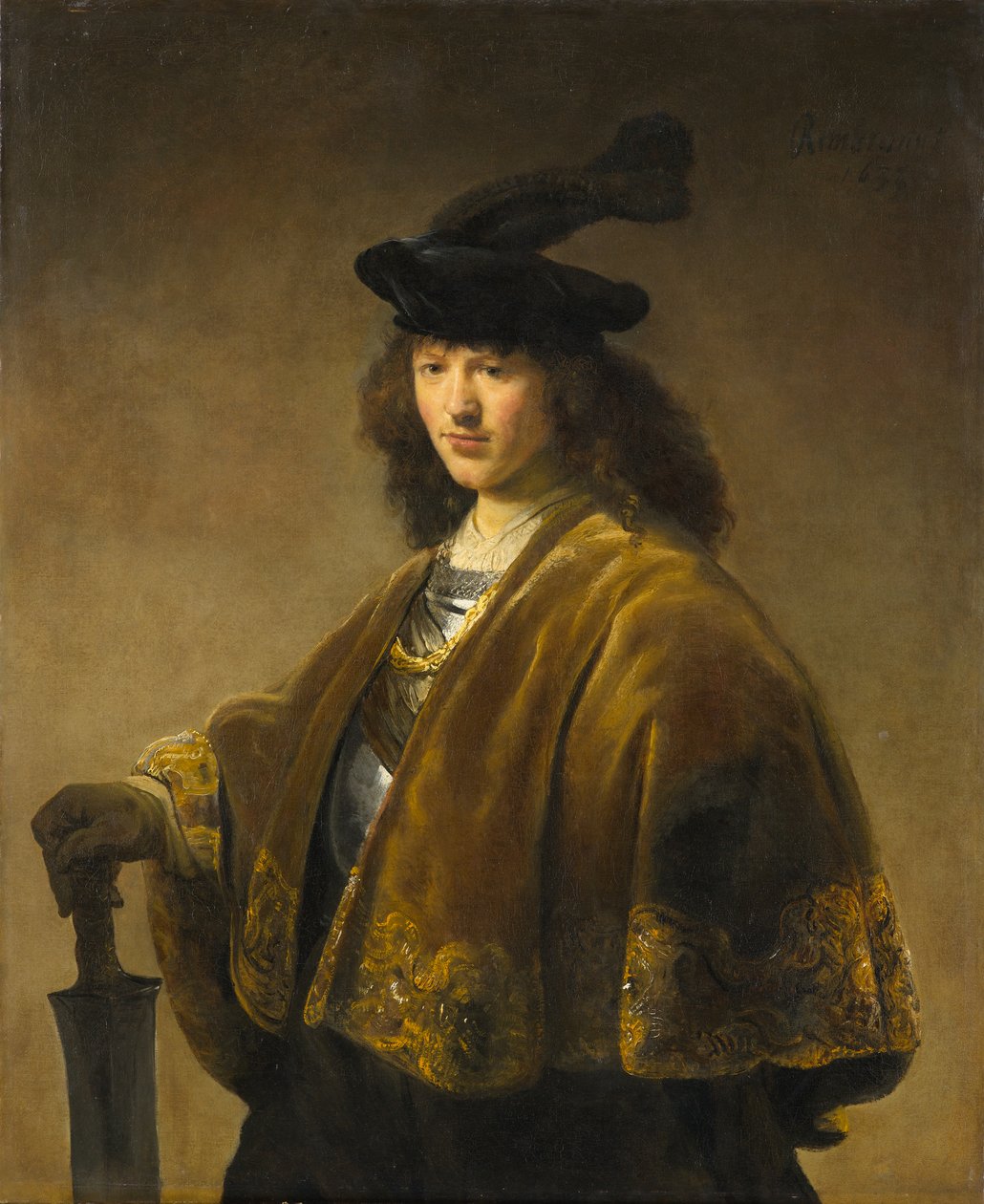 الشاب بالسيف ، 1633-1645 بواسطة رامبرانت هارمينز. دائرة فان راين من رامبرانت هارمنز. دائرة فان راين