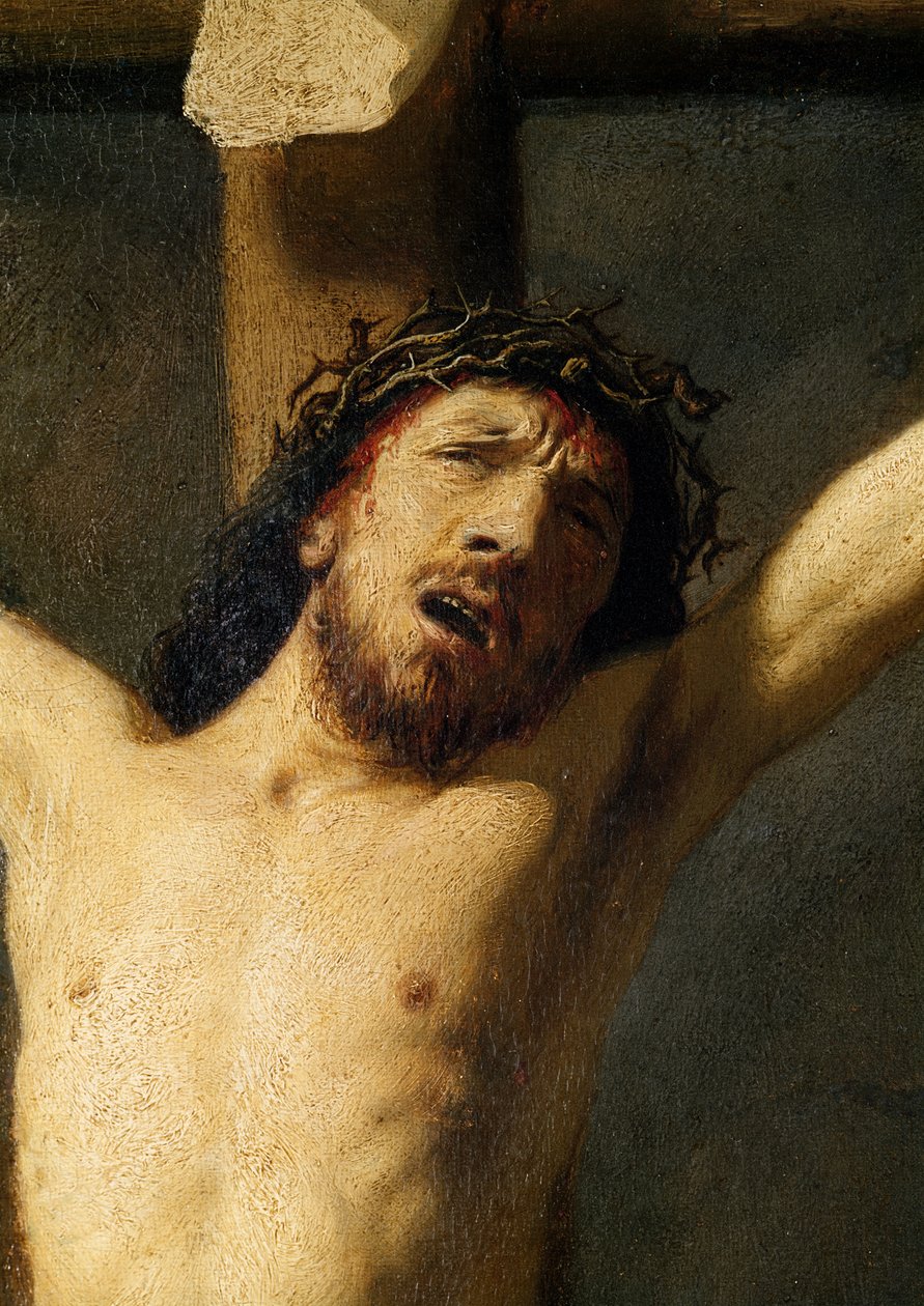 المسيح على الصليب ، تفاصيل الرأس (تفاصيل 154029) بواسطة رامبرانت فان راين