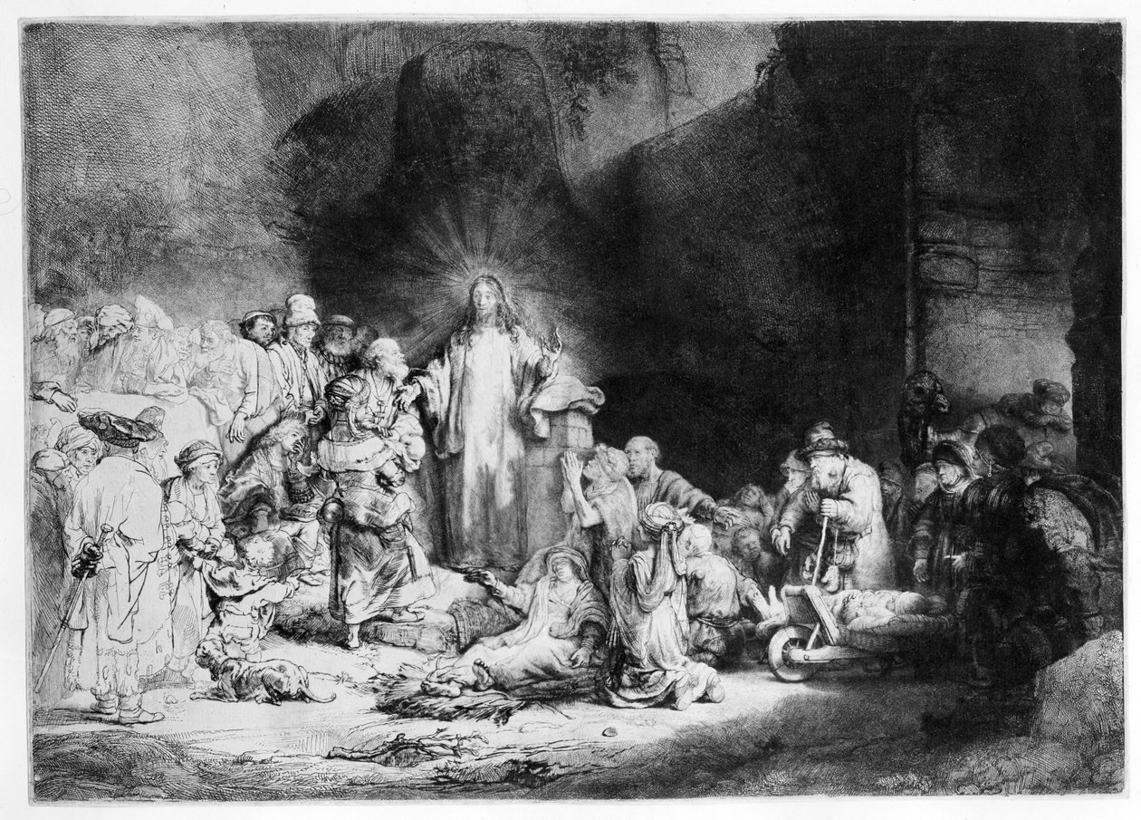 المسيح يكرز في المناظر الطبيعية الصخرية ، ج .1645 بواسطة رامبرانت فان راين