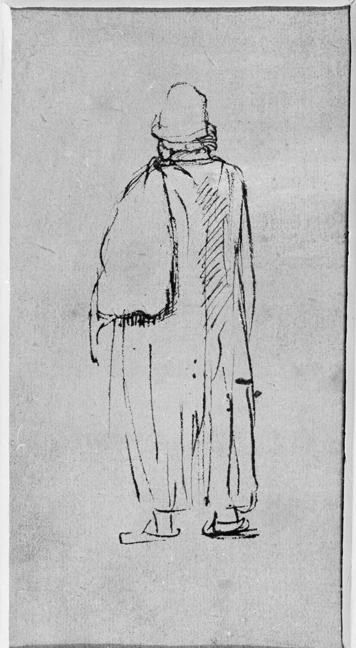 A man seen from behind, walking towards left (pen & ink on paper) بواسطة رامبرانت هارمنز. فان راين