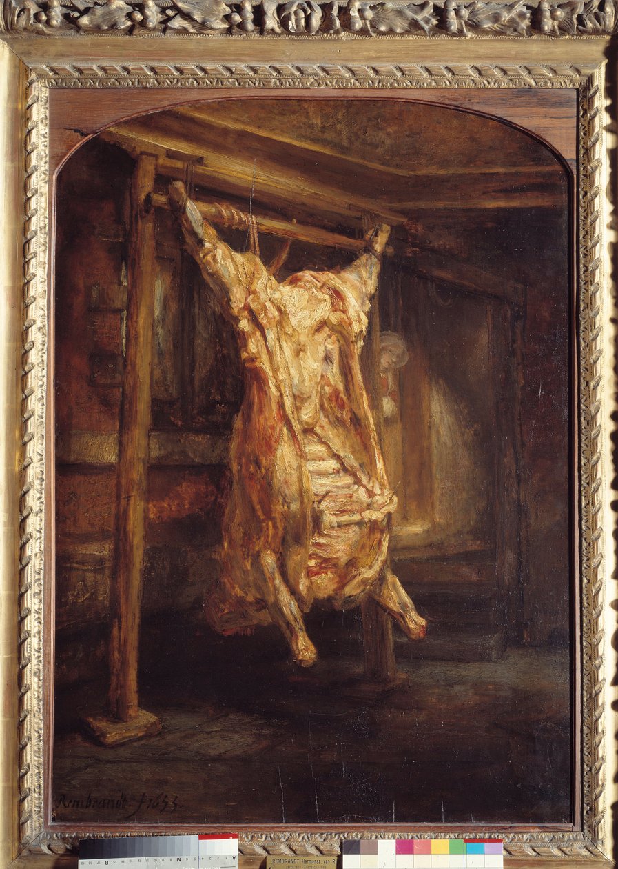 لحاء البقر لحم البقر الذبيحة منفصلة. لوحة هارمنز فان راين رامبرانت (1606-1669) بواسطة رامبرانت فان راين