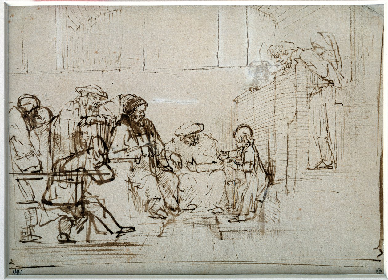 يسوع الطفل مع الأطباء الرسم بواسطة هارمنز فان راين رامبرانت (1606-1669) بواسطة رامبرانت فان راين