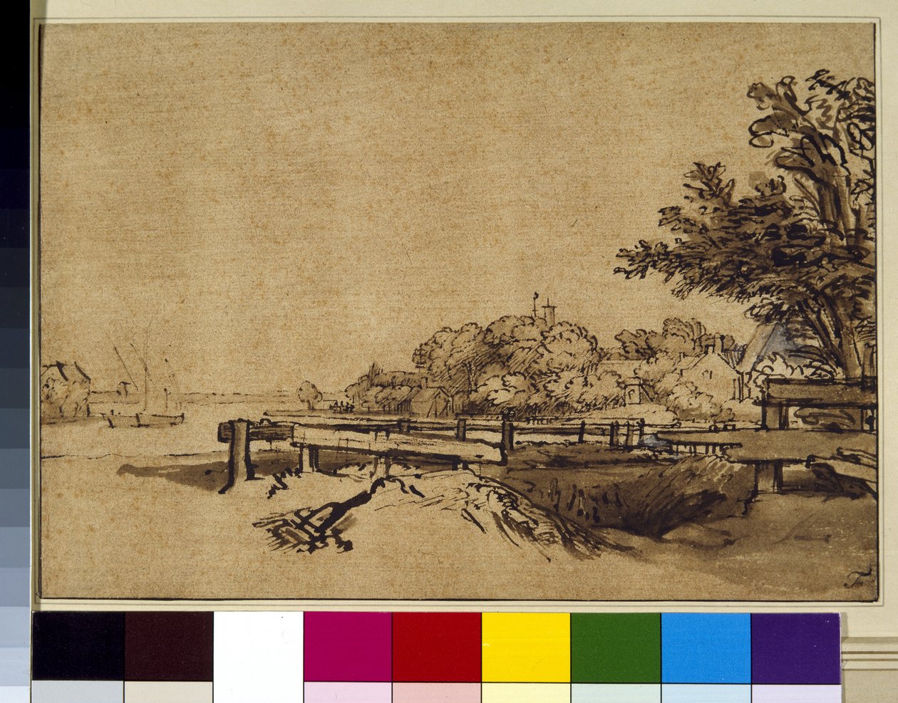 Landscape, c.1650 (pen & ink and wash on paper) بواسطة رامبرانت هارمنز. فان راين