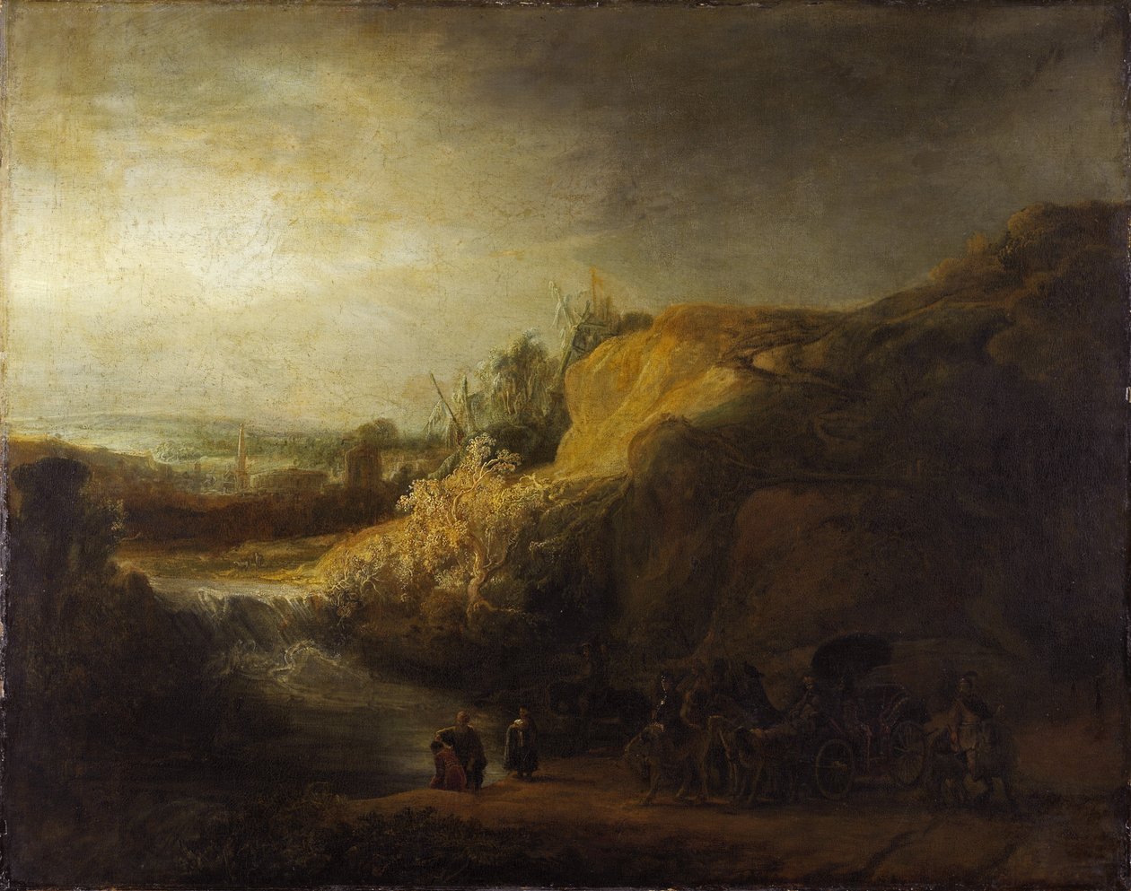 "" منظر طبيعي مع معمودية الخصي "لوحة رسمها رامبرانت فان راين (1606-1669) 1640 متحف نيدرساشيسش لانديز ، هانوفر بواسطة رامبرانت هارمنز. فان راين