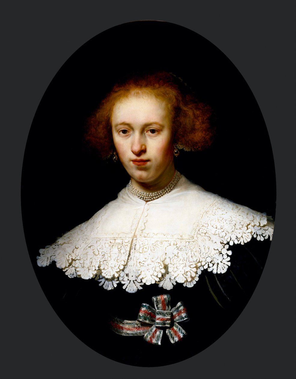 "Portrait de jeune femme" (صورة لامرأة شابة) لوحة لرامبرانت فان راين (1606-1669) - 1633 - زيت على خشب خافت 65.3x48.7 سم متحف الفنون الجميلة ، هيوستن بواسطة رامبرانت فان راين