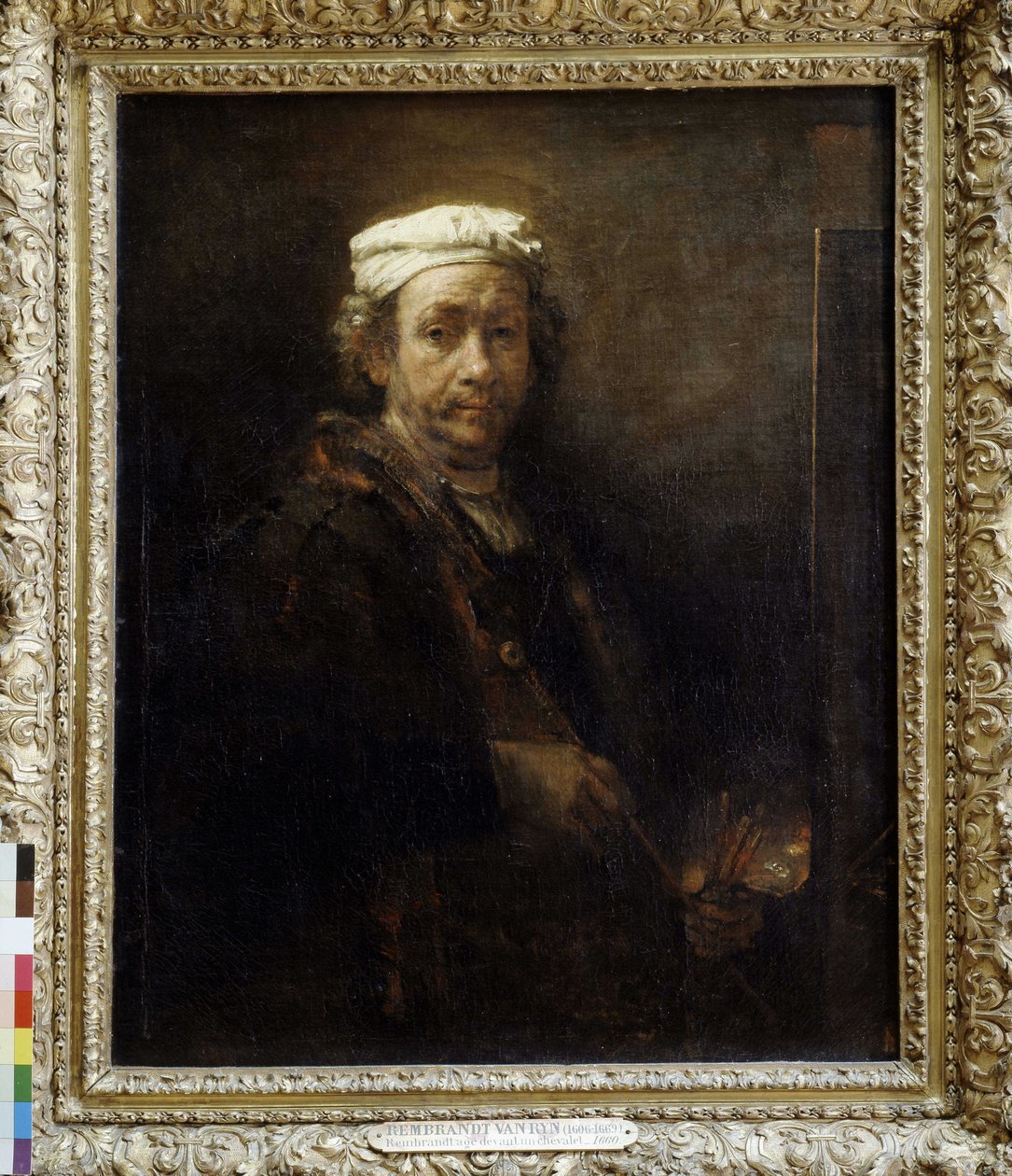 عمر رامبرانت أمام الحامل (1660). بواسطة رامبرانت فان راين