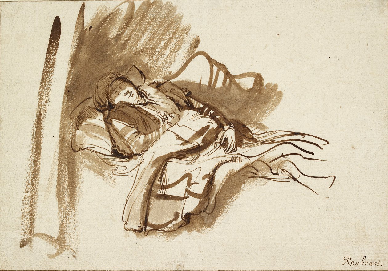 ساسكيا نائمة في السرير ، c1630s بواسطة رامبرانت هارمنز فان راين