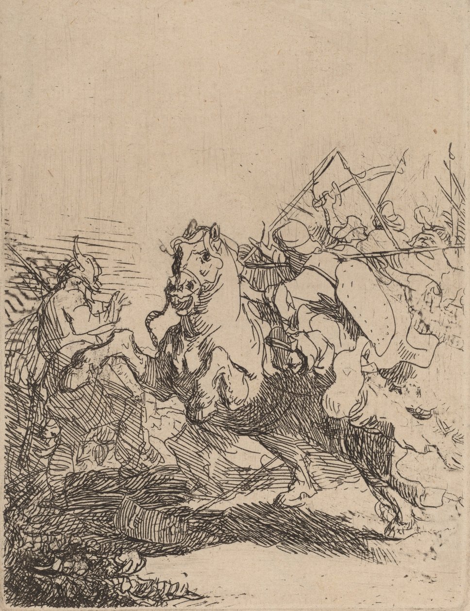 قتال الفرسان ، ج. 1632. بواسطة رامبرانت فان راين