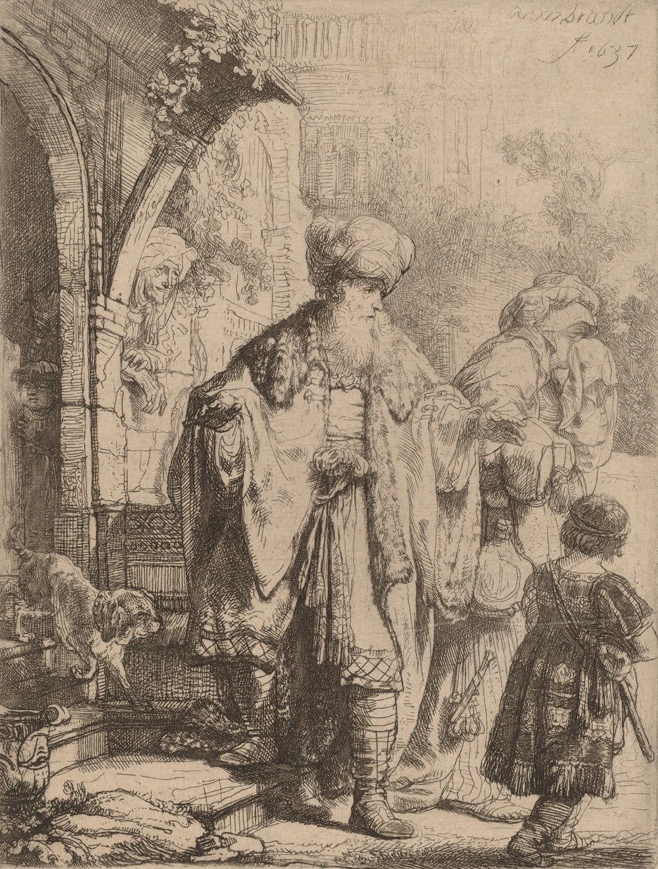 إبراهيم يخرج هاجر وإسماعيل ، 1637. بواسطة رامبرانت فان راين