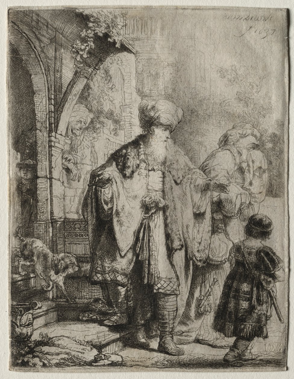 إبراهيم يطرد هاجر وإسماعيل ، 1637. بواسطة رامبرانت فان راين