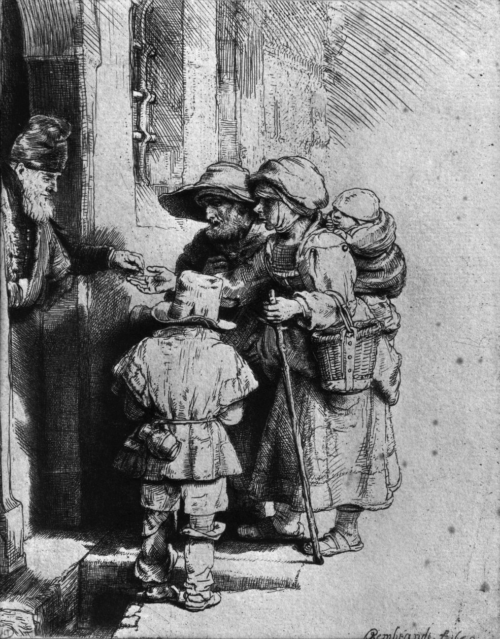 متسولون على عتبة منزل ، 1648 بواسطة رامبرانت فان راين