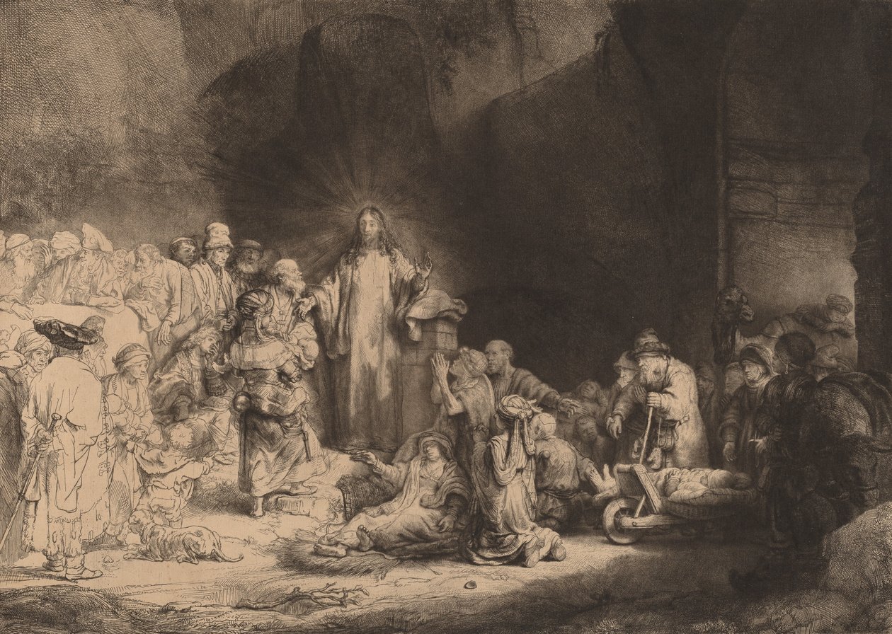 المسيح يكرز بطبعة مائة جيلدر ، ج. 1649. بواسطة رامبرانت فان راين